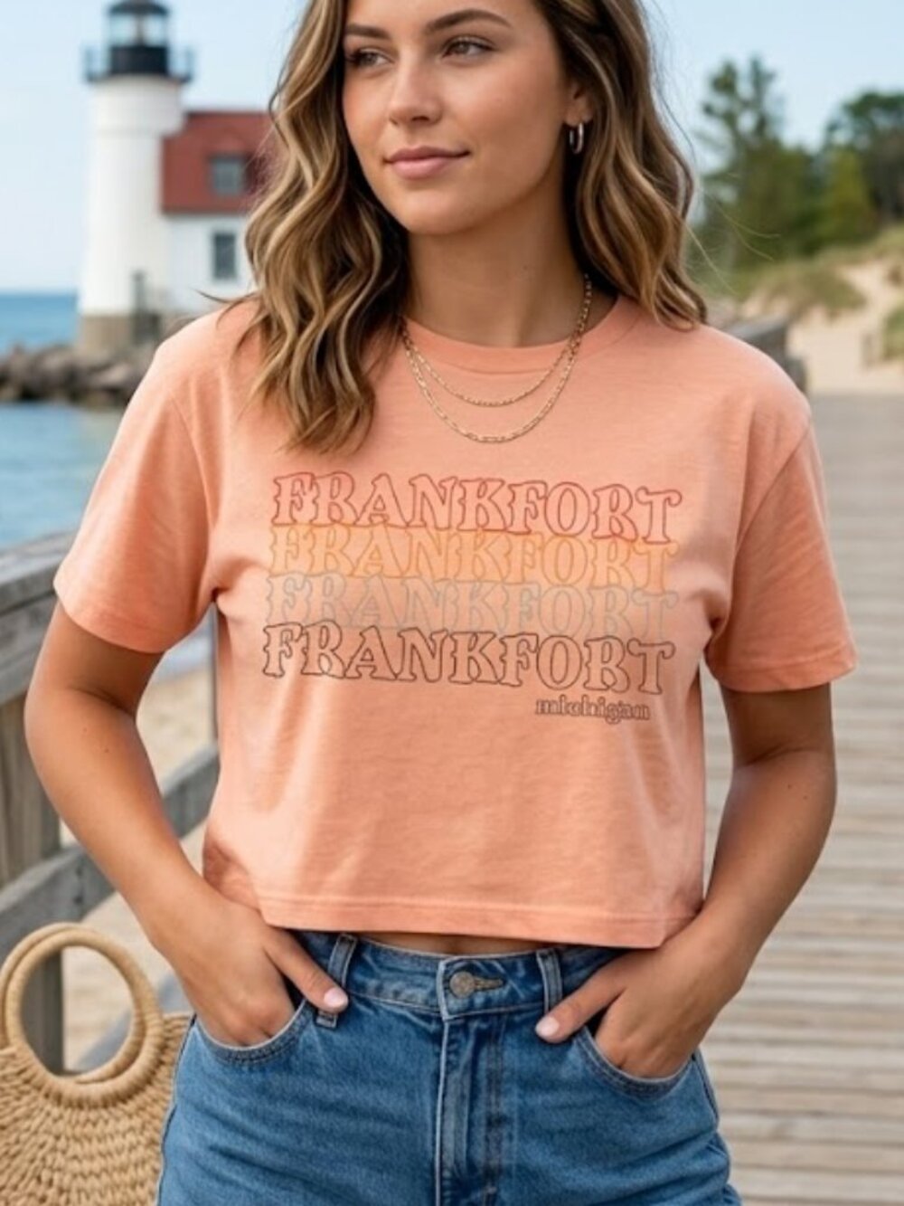 Ideal T by Next Level Frankfort Michigan Relax Women's Crop Top Size Small Color